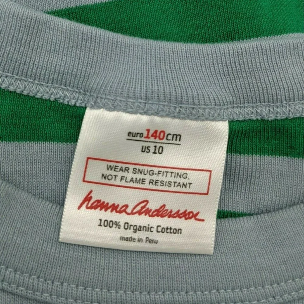 Hanna Andersson Organic Striped Pajama Top 140cm 10y Like New